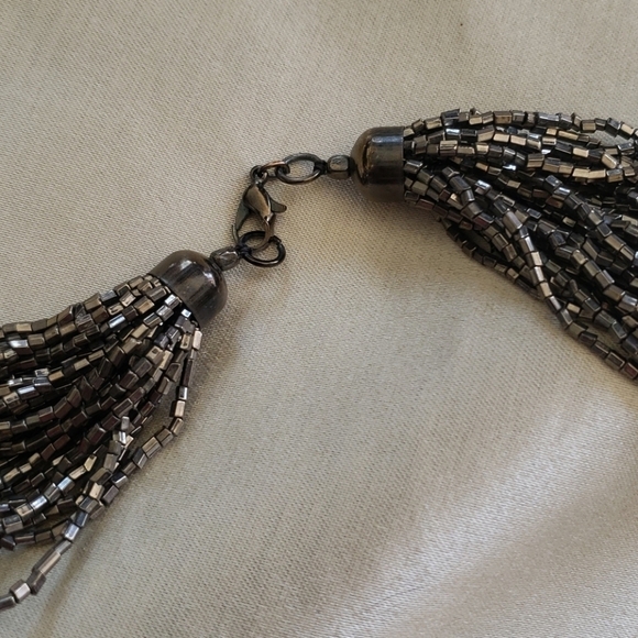Vintage Bead Statement Necklace Black Silver - Picture 5 of 7